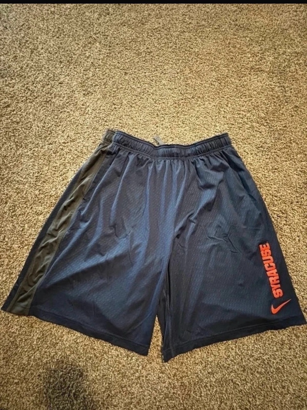 Nike Navy Athletic Shorts with Orange Syracuse Logo
